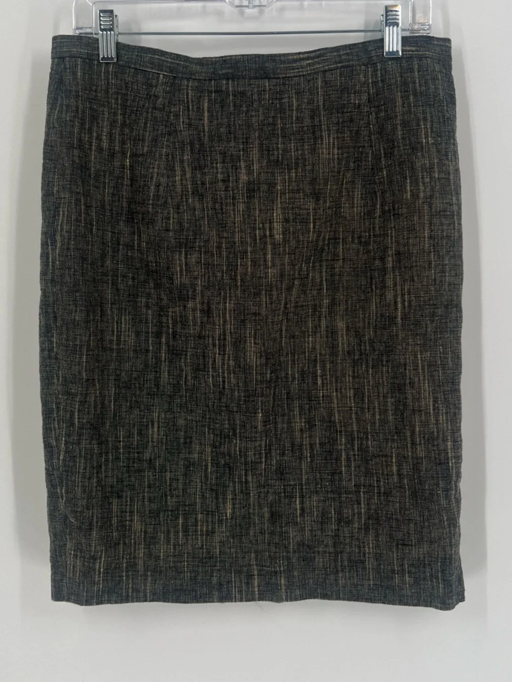 MICHAEL Michael Kors Linen Blend Pencil Skirt 10 Black Beige Textured Tweed Work